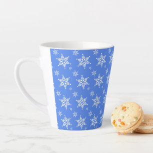 Schneeflockenmuster, weiße Schneeflocken, Schnee,  Milchtasse
