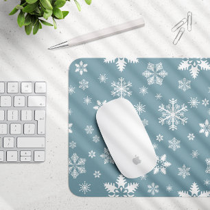 Schneeflockenmuster, weiße Schneeflocken, Schnee, Mousepad