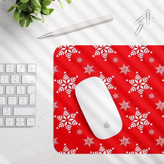 Schneeflockenmuster, weiße Schneeflocken, Schnee,  Mousepad (Von Creator hochgeladen)