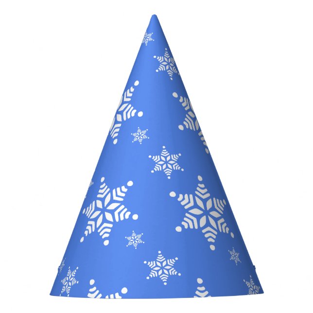 Schneeflockenmuster, weiße Schneeflocken, Schnee,  Partyhütchen (Vorderseite)