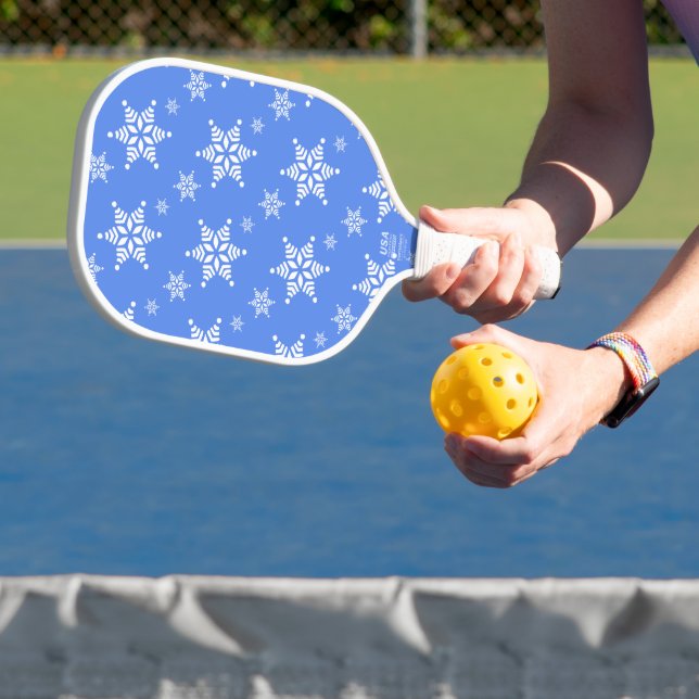 Schneeflockenmuster, weiße Schneeflocken, Schnee,  Pickleball Schläger (InSitu)