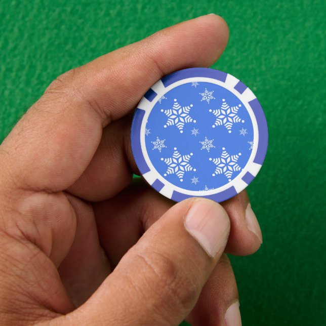 Schneeflockenmuster, weiße Schneeflocken, Schnee,  Pokerchips (Hand)