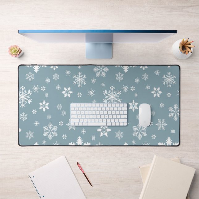 Schneeflockenmuster, weiße Schneeflocken, Schnee,  Schreibtischunterlage (Büro 1)