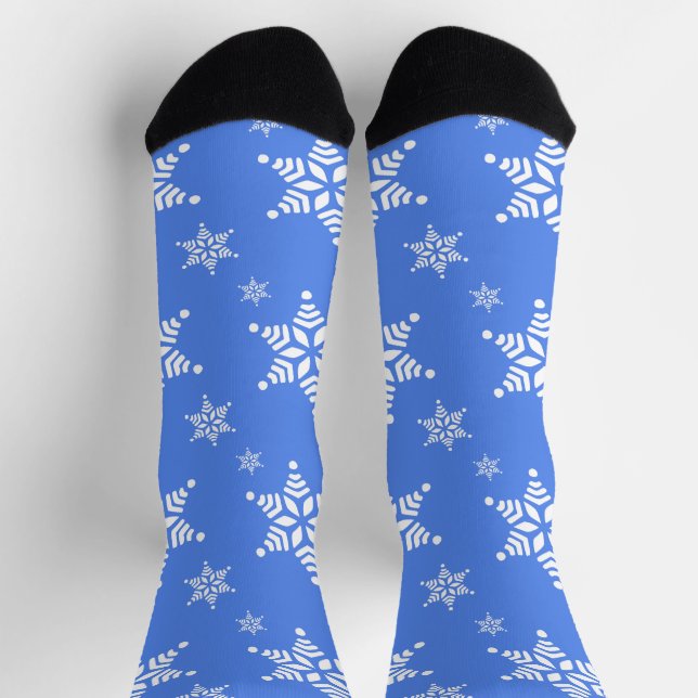 Schneeflockenmuster, weiße Schneeflocken, Schnee,  Socken (Oben)