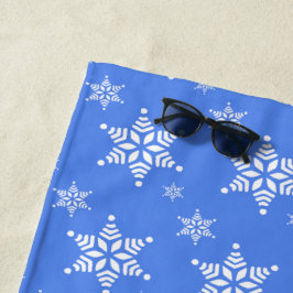 Schneeflockenmuster, weiße Schneeflocken, Schnee,  Strandtuch