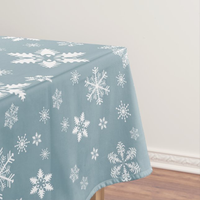 Schneeflockenmuster, weiße Schneeflocken, Schnee,  Tischdecke (Beispiel)