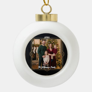 Schneeflockenrahmen Familienfoto Weihnachten Keramik Kugel-Ornament