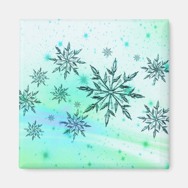 Schneeflockenwirbel aquamarin blau magnet (Vorne)