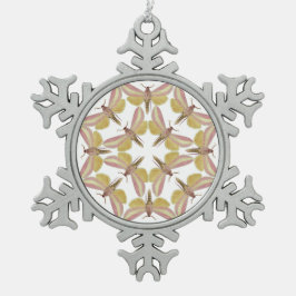 Schneeflockeverzierung mit rosa Falkemotten Schneeflocken Zinn-Ornament