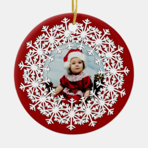 Schneeflockewreath-Foto-runde Verzierung Keramikornament