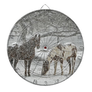Schneefräse auf Pferden, gefroren Dartscheibe