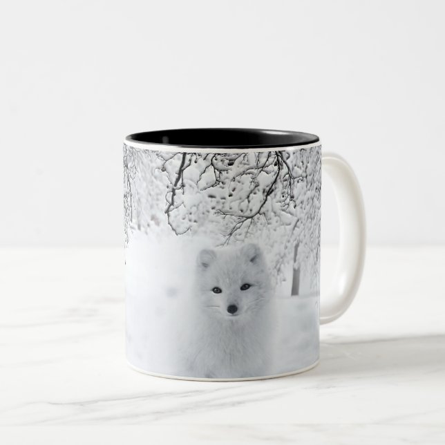 Schneefräse im Winterwald Zweifarbige Tasse (VorderseiteRechts)