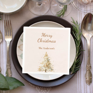 Schneefräse in Beige Weihnachten Serviette