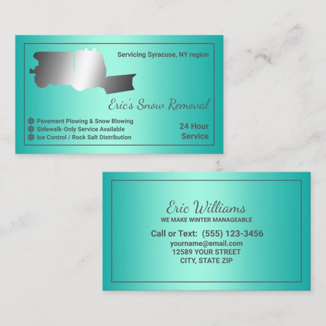 Schneefräsen und Entfernen Visitenkarte (Vorne/Hinten)