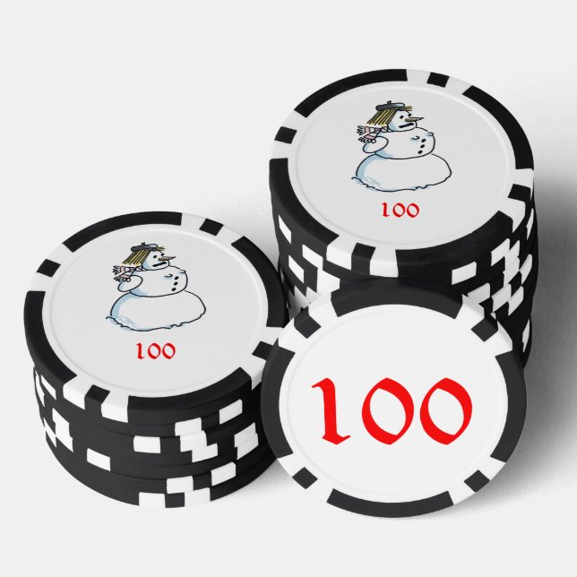 Schneefrau schwarz 100 gestreifter Poker Chip (Stapel)