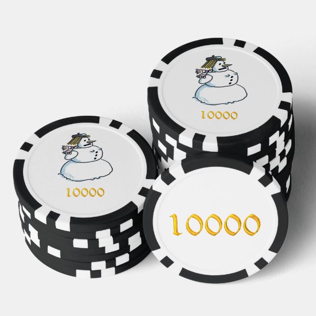 Schneefrau, schwarzes Gold 10000 gestreifter Poker Pokerchips (Stapel)