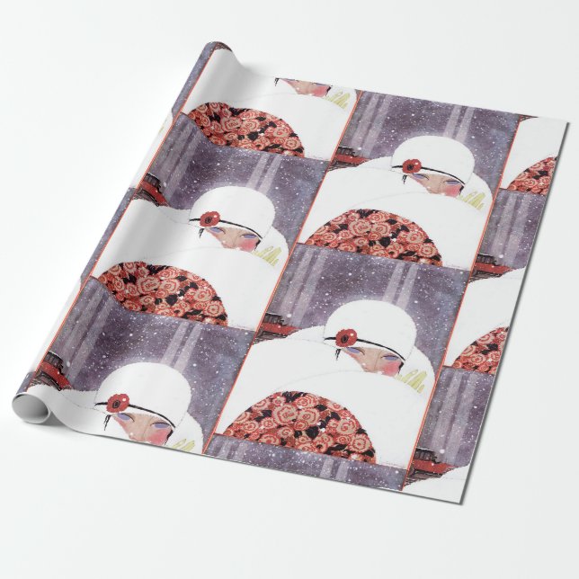 SCHNEEFRAU, WINTERSCHÖNHEIT GESCHENKPAPIER (Ungerollt)