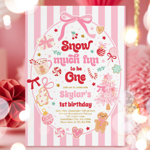 Schneefreude zum ersten Weihnachts-Schleifen-Gebur Einladung