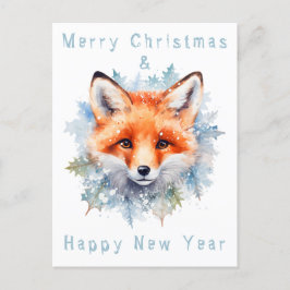 Schneefuchs und Weihnachten Postkarte