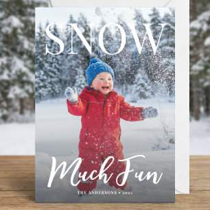 Schneefun Winter-Feiertags-Familienfoto Feiertagskarte