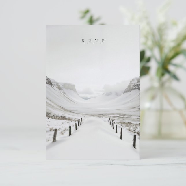 Schneegebiet Hochzeitsmahlzeiten UAWG RSVP Karte (Stehend Vorderseite)