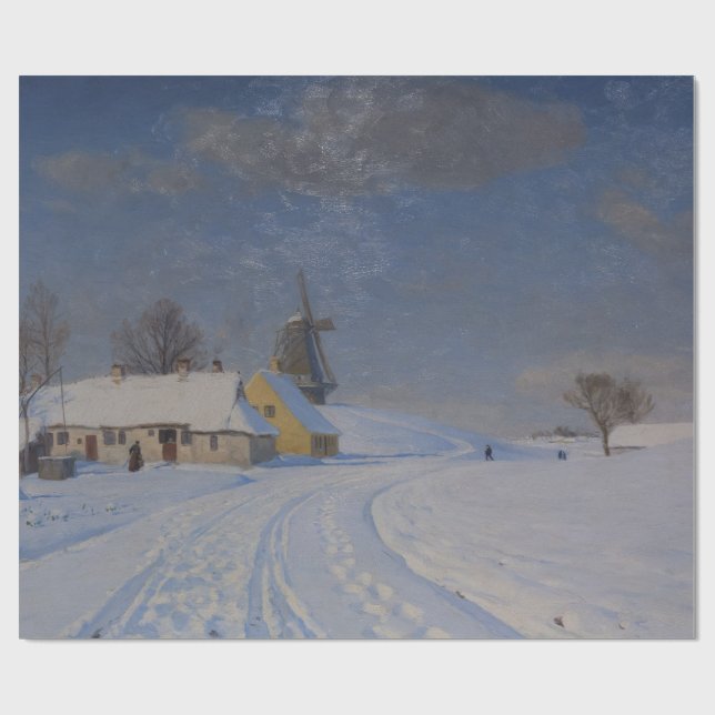 Schneegebiet im Winter (nach H.A. Brendekilde) Geschenkpapier (Flach)