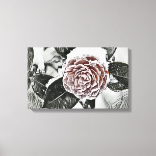 Schneegefrorene Rose Zeichne gesteppte Leinwand
