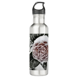 Schneegefrorene Rose Zeichnend Edelstahlflasche