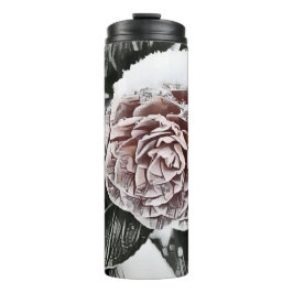 Schneegefrorene Rose Zeichnend Thermosbecher