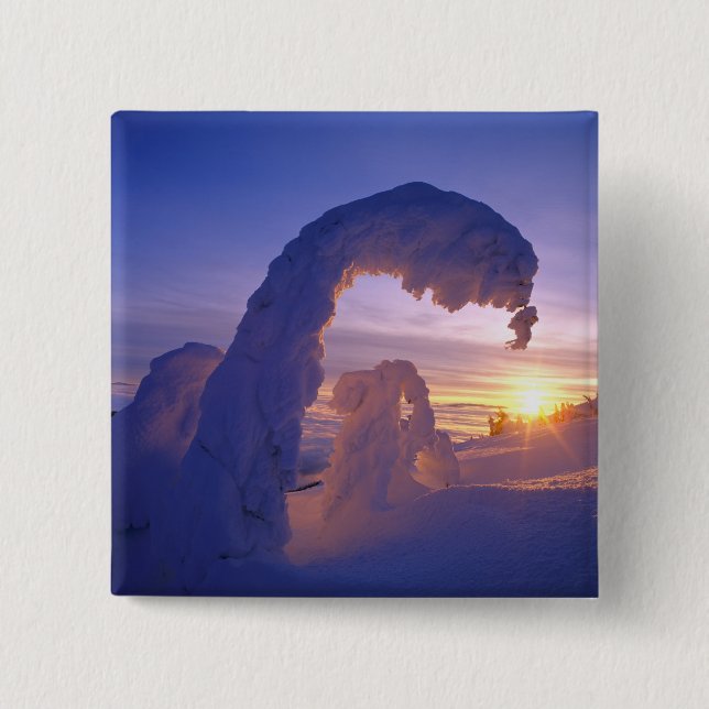 Schneegeister im Whitefish Range von Montana Button (Vorderseite)