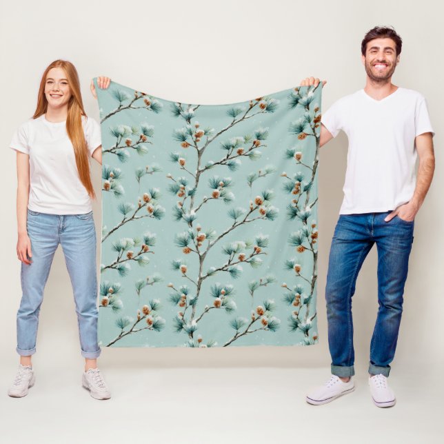 Schneegewächse Kiefernzweige Winter Pattern Fleece (Beispiel)