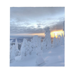 Schneeghoster bei Sonnenuntergang am Whitefish Mou Notizblock