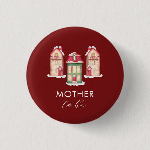 Schneegingerbrot-Dorf Mutter-To-Be-Baby-Party Button