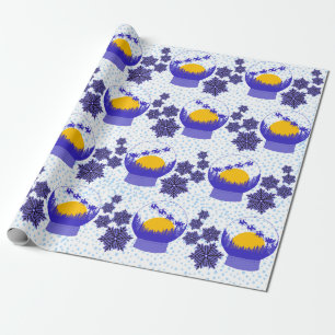 Schneeglobe-blaues Packpapier