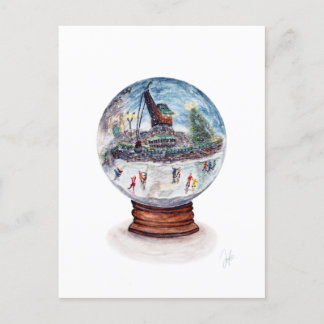 Schneeglobe-Eisdiele-Skaten unter dem Kranich Postkarte