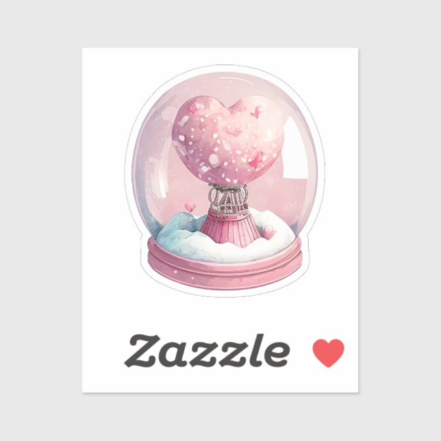 Schneeglobe für Valentine Aufkleber (Blatt)