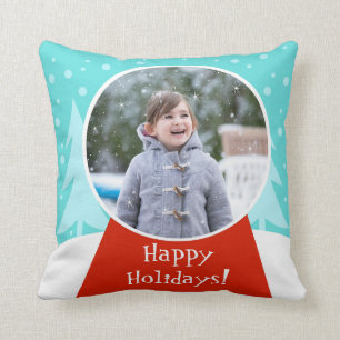Schneeglobe Holiday Foto Kissen