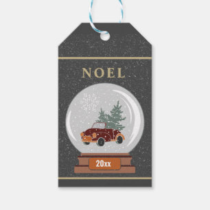Schneeglobe mit Auto und Weihnachtsbaum Geschenkanhänger
