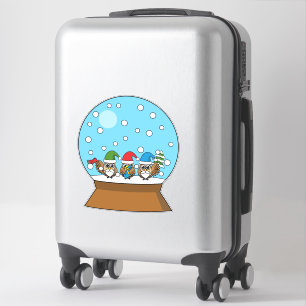 Schneeglobe mit drei Gnome-Würfeln Aufkleber