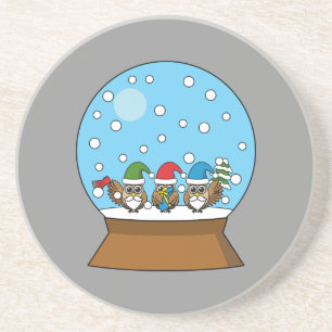 Schneeglobe mit drei Gnome-Würfeln Getränkeuntersetzer