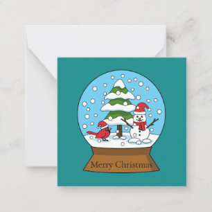 Schneeglobe mit Kardinal Snowman und Pine Tree Mitteilungskarte