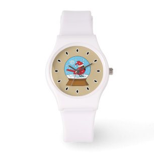 Schneeglobe mit Niedlichem rotem Kardinal Armbanduhr