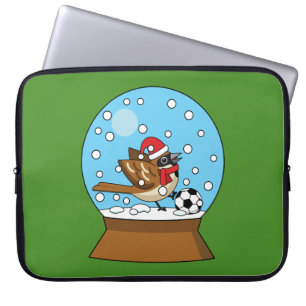 Schneeglobe mit Niedlichem Sparrow-Spielfußball Laptopschutzhülle