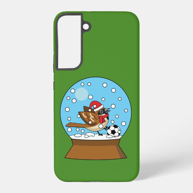Schneeglobe mit Niedlichem Sparrow-Spielfußball Samsung Galaxy Hülle (Rückseite)