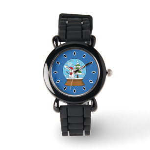 Schneeglobe mit Schneemann und Pine Tree Armbanduhr