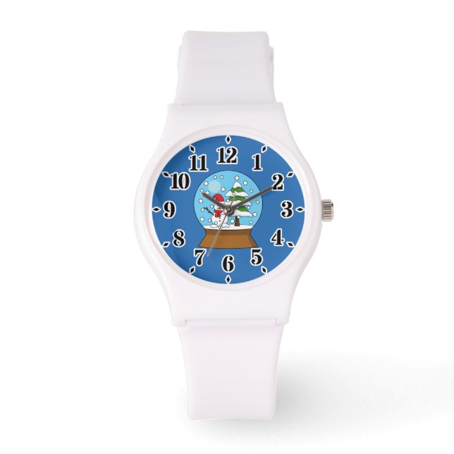 Schneeglobe mit Schneemann und Pine Tree Armbanduhr (Vorderseite)