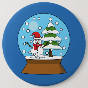 Schneeglobe mit Schneemann und Pine Tree Button