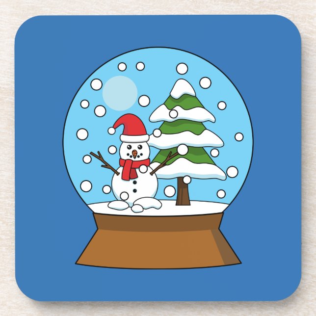 Schneeglobe mit Schneemann und Pine Tree Getränkeuntersetzer (Vorderseite)