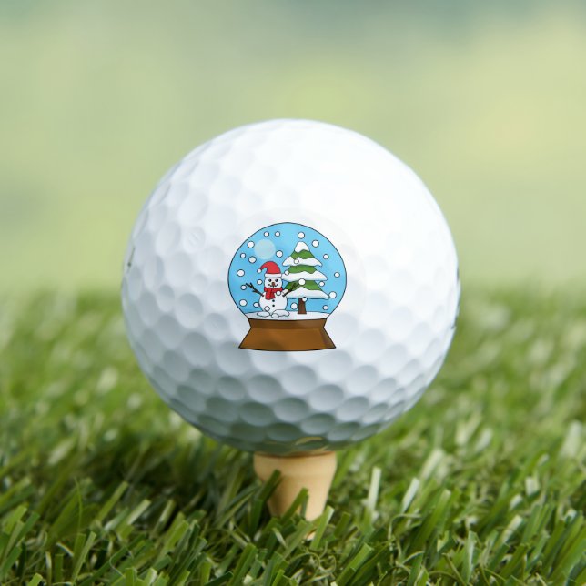 Schneeglobe mit Schneemann und Pine Tree Golfball (Insitu T-Shirt)