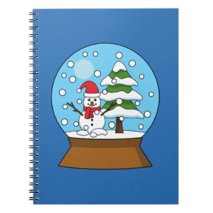 Schneeglobe mit Schneemann und Pine Tree Notizblock